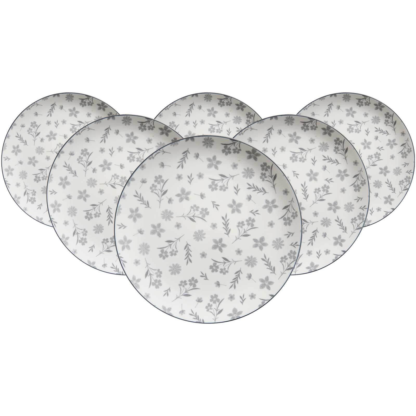 SPEISETELLER Sendai Blume grau ø 27 cm 6er Set - Grau, Keramik (27cm) - Ritzenhoff Breker