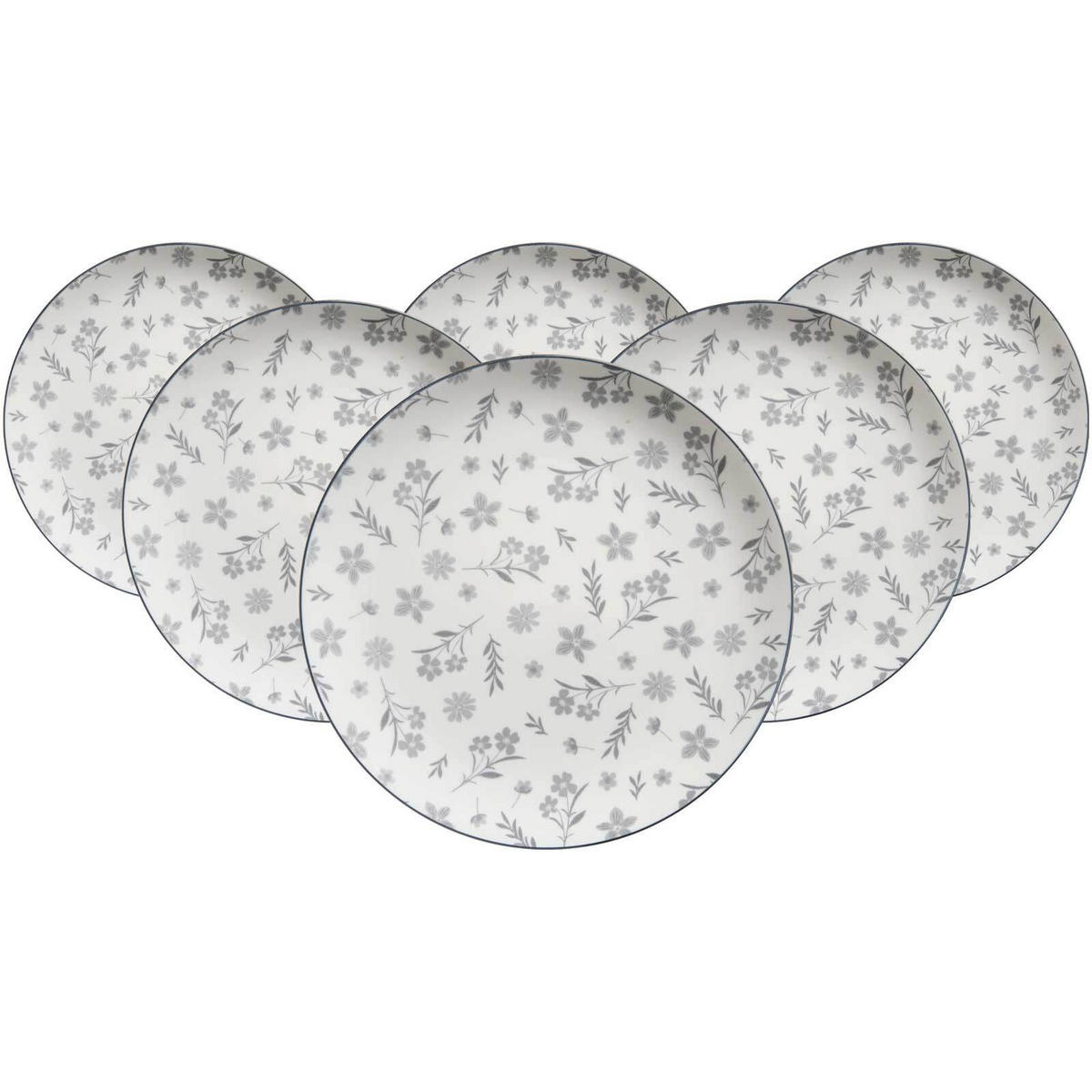 SPEISETELLER Sendai Blume grau ø 27 cm 6er Set - Grau, Keramik (27cm) - Ritzenhoff Breker
