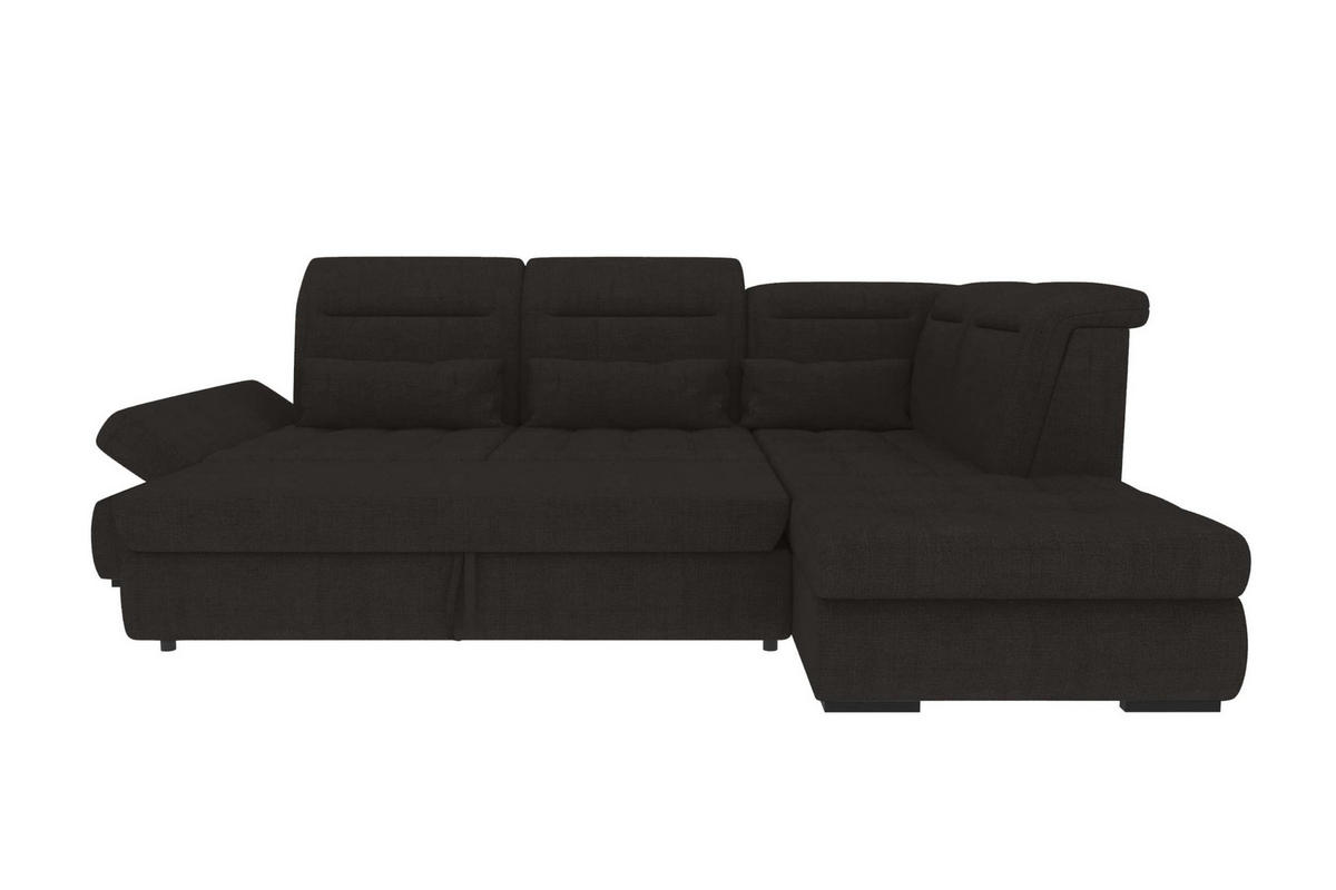 ECKSOFA Toscana Velours inkl. Schlaffunktion - Schwarz, Textil (279/227cm) - 99rooms