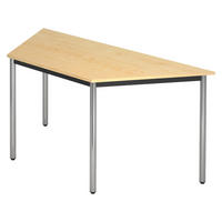 BESPRECHUNGSTISCH Serie-D 69/160/72 cm in Ahornfarben/Rundrohr verchromt - Chromfarben/Ahornfarben, Holzwerkstoff (69/160/72cm) - bümö