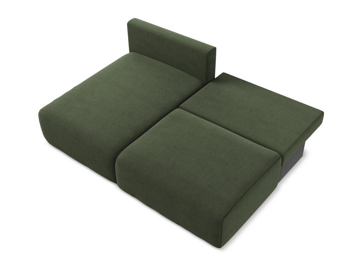 ECKSOFA mit Schlaffunktion links Strukturstoff Stoff Grün - Blau/Schwarz, Kunststoff/Textil (149/210cm) - Makamii
