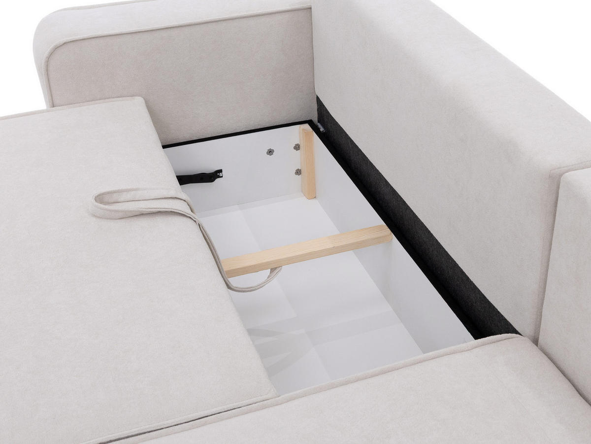 ECKSOFA Mono, Seite: Links - Creme/Schwarz, Holz/Kunststoff (260/168cm) - MIRJAN24