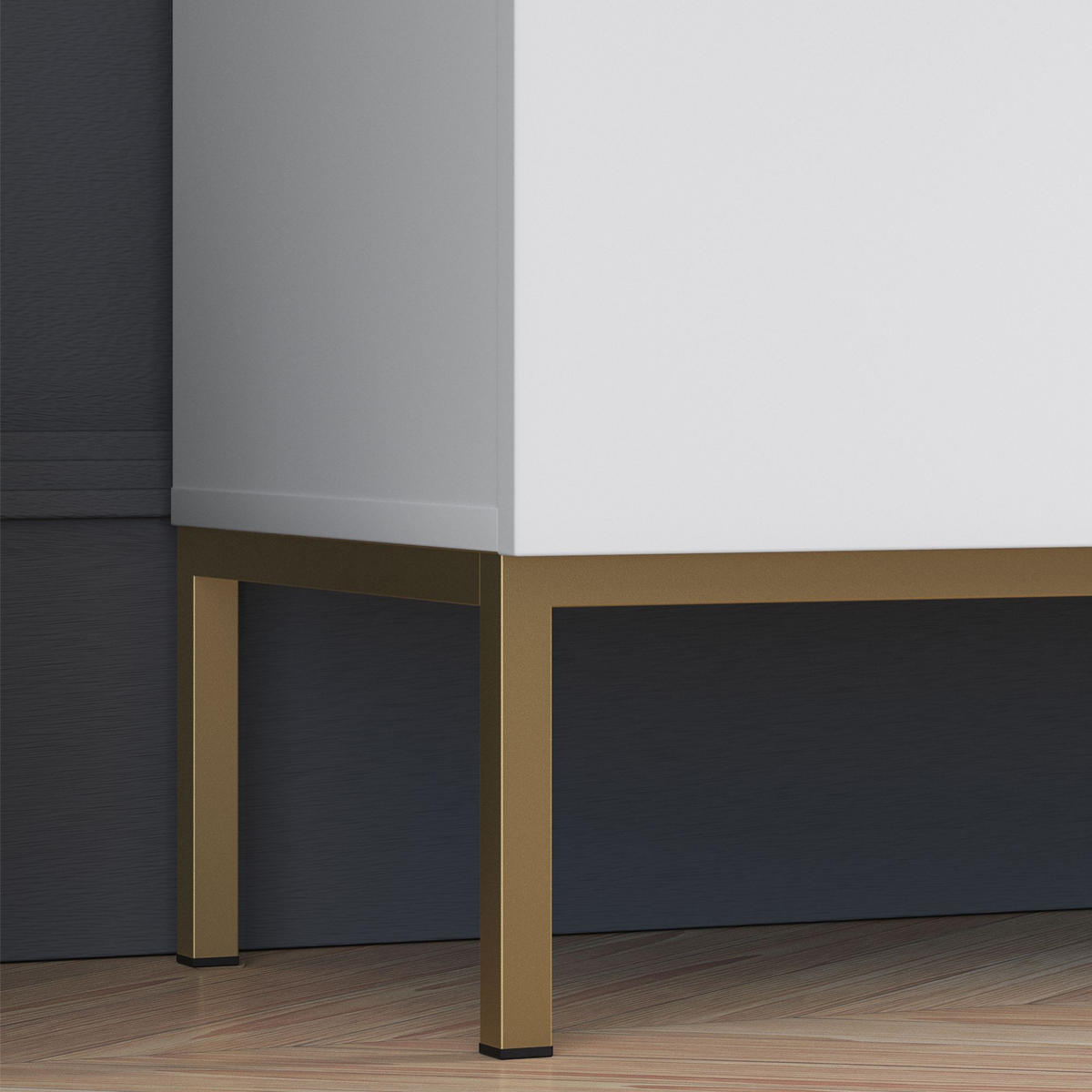 TÜRKOMMODE NEBRO,Weiß/Goldfarben - Goldfarben/Weiß, Holzwerkstoff (170/77/37cm) - KONSIMO®