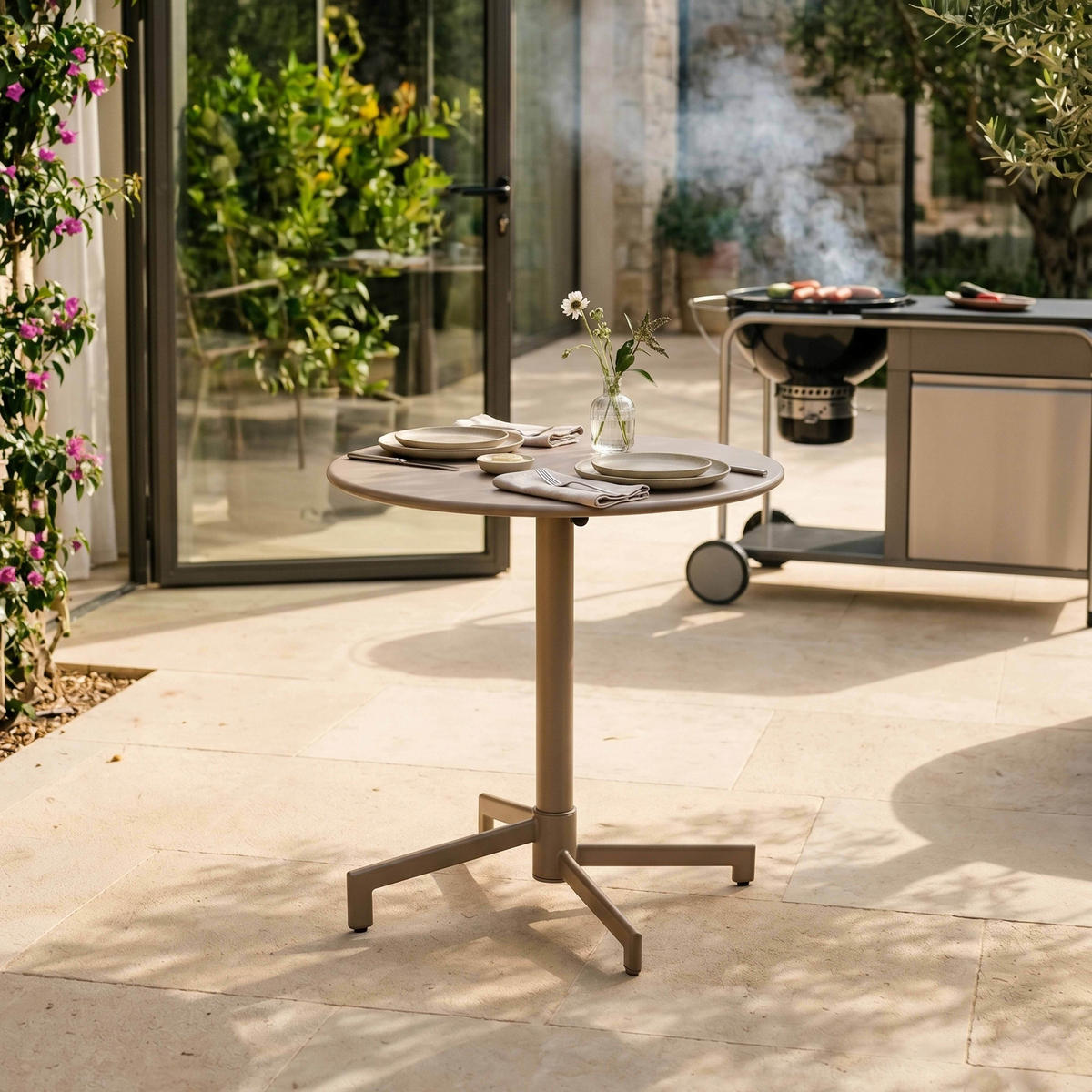 GARTENSET 3-tlg., Taupe - Taupe, Metall - Oviala