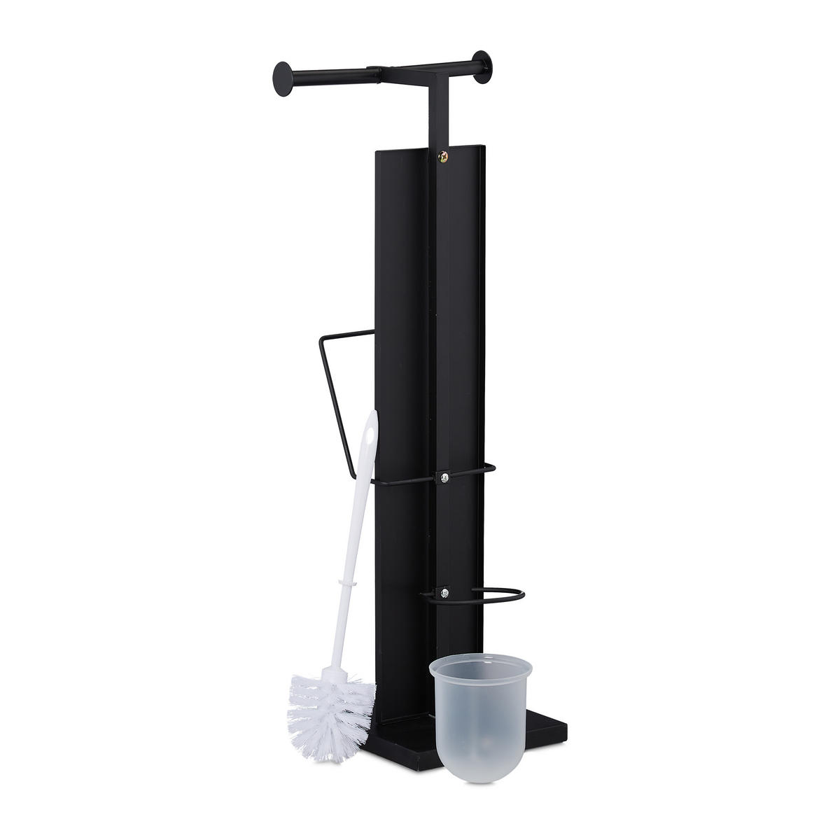 WC Garnitur - Schwarz, Kunststoff/Metall (25.5/70/20cm) - Relaxdays