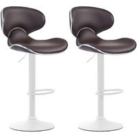 BARHOCKER 2er Set Lederlook braun - Braun/Weiß, Textil/Metall (46/88/49cm) - CLP