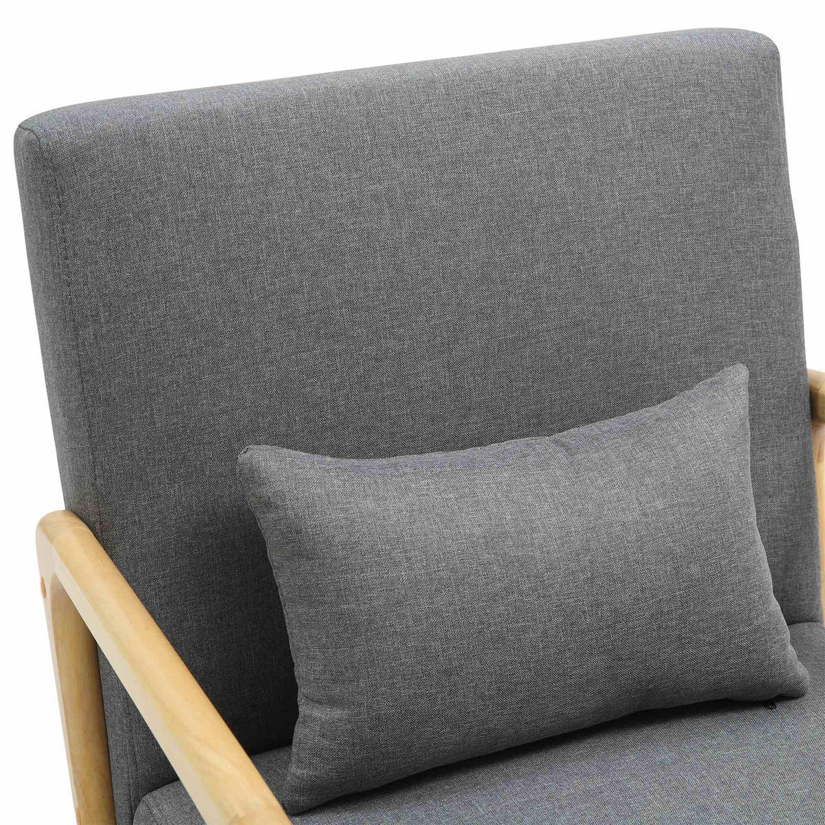 SESSEL Holz hellgrau - Eukalyptusholzfarben/Hellgrau, Holz/Textil (64/74/80cm) - CLP