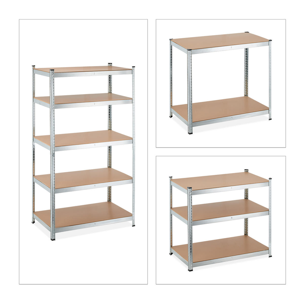 SCHWERLASTREGAL - Multicolor, Holzwerkstoff/Metall (100/180/60cm) - Relaxdays