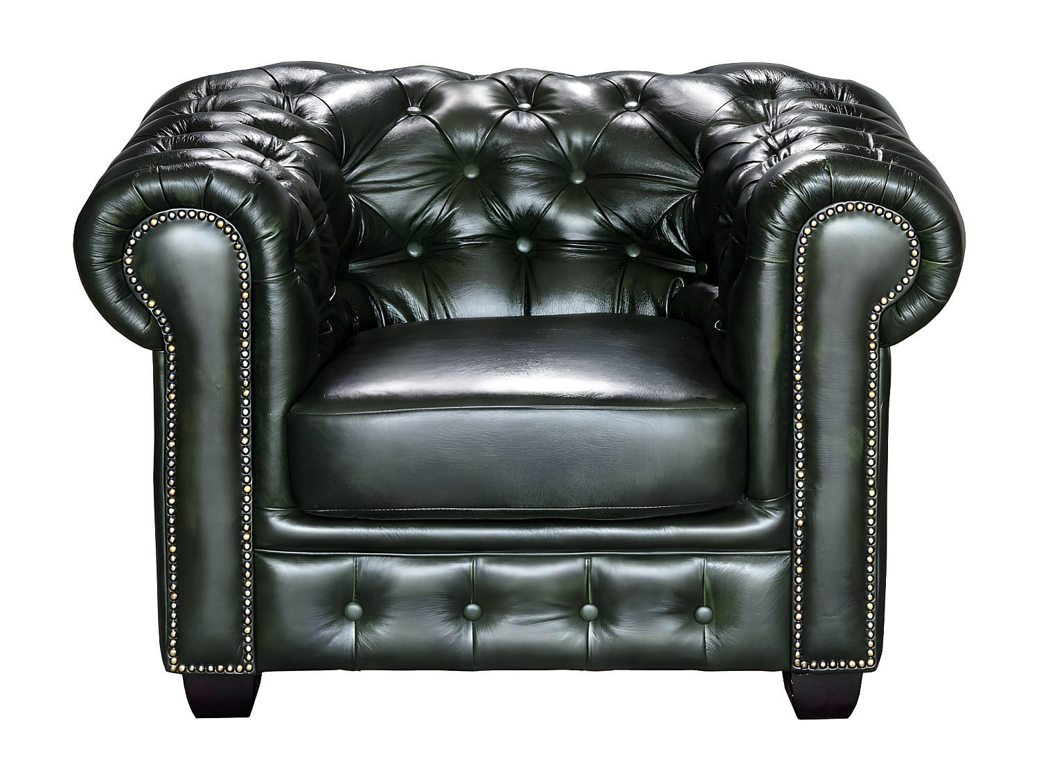 SESSEL mit gerader Rückenlehne - 1 Person - Leder - Tannengrün - - Waldgrün, Leder (105/73/96cm) - Vente-Unique