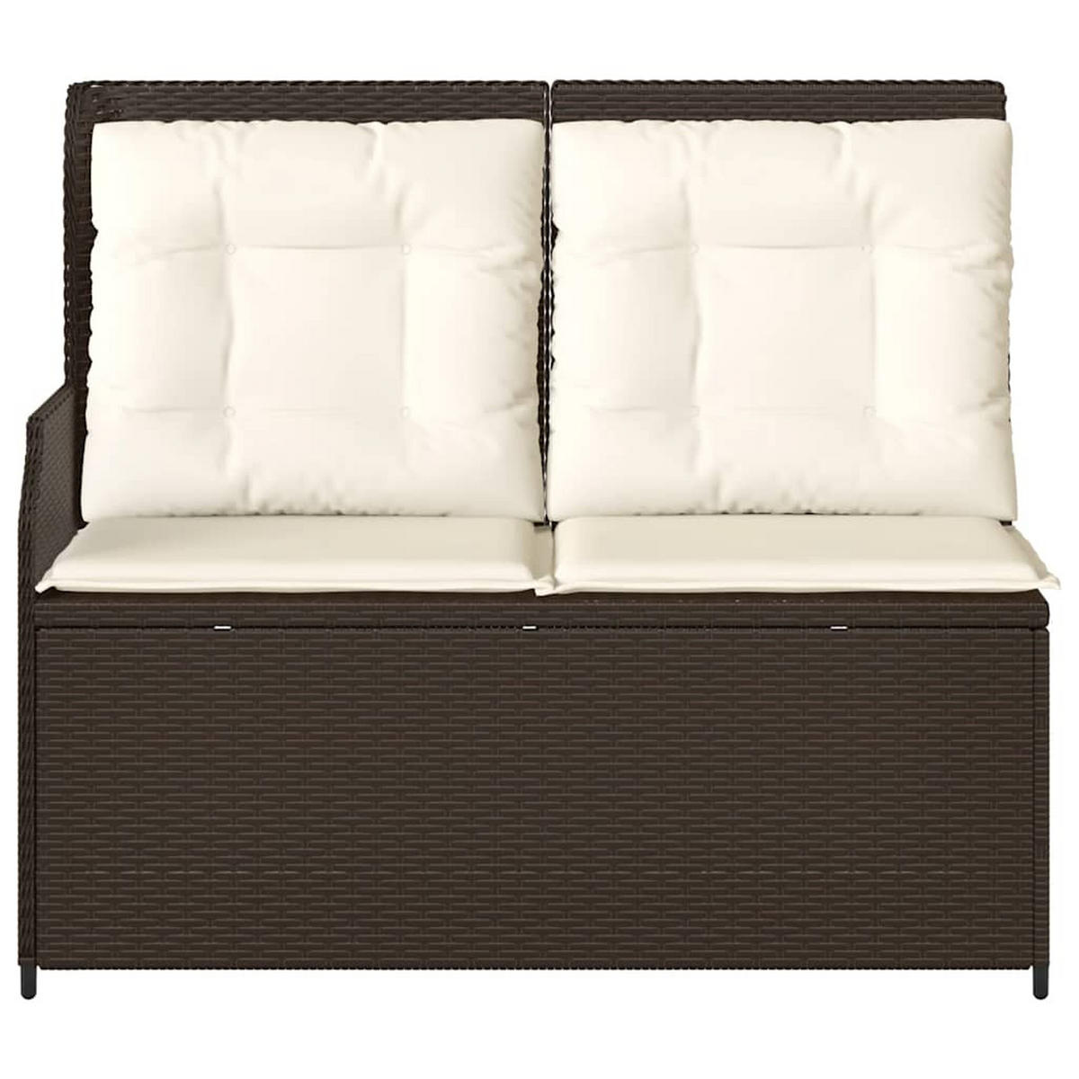 GARTENBANK Verstellbar mit Kissen Braun Poly Rattan - Braun, Kunststoff (95/95/110cm)