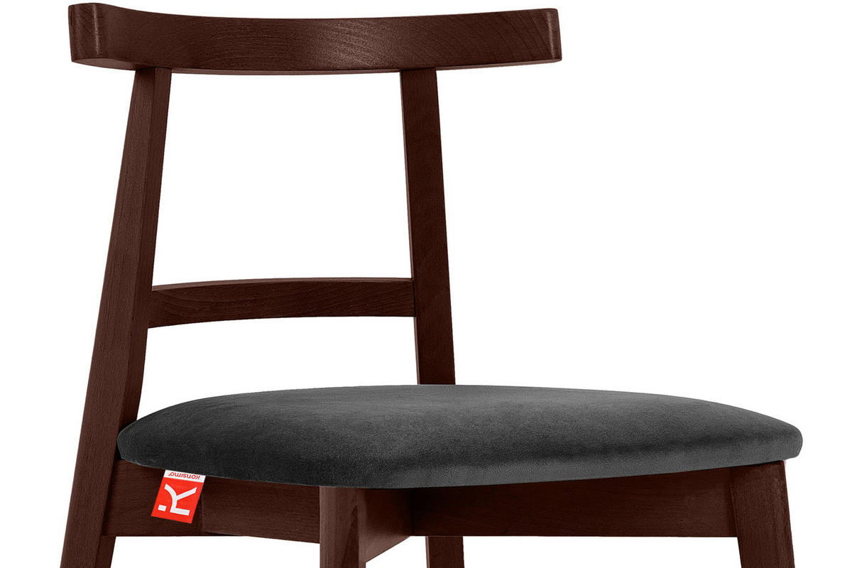 ESSTISCHSTÜHLE LILIO 2 St Vintage, Graphit / Mahagoni - Dunkelgrau, Holz/Textil (47/76/45cm) - KONSIMO®