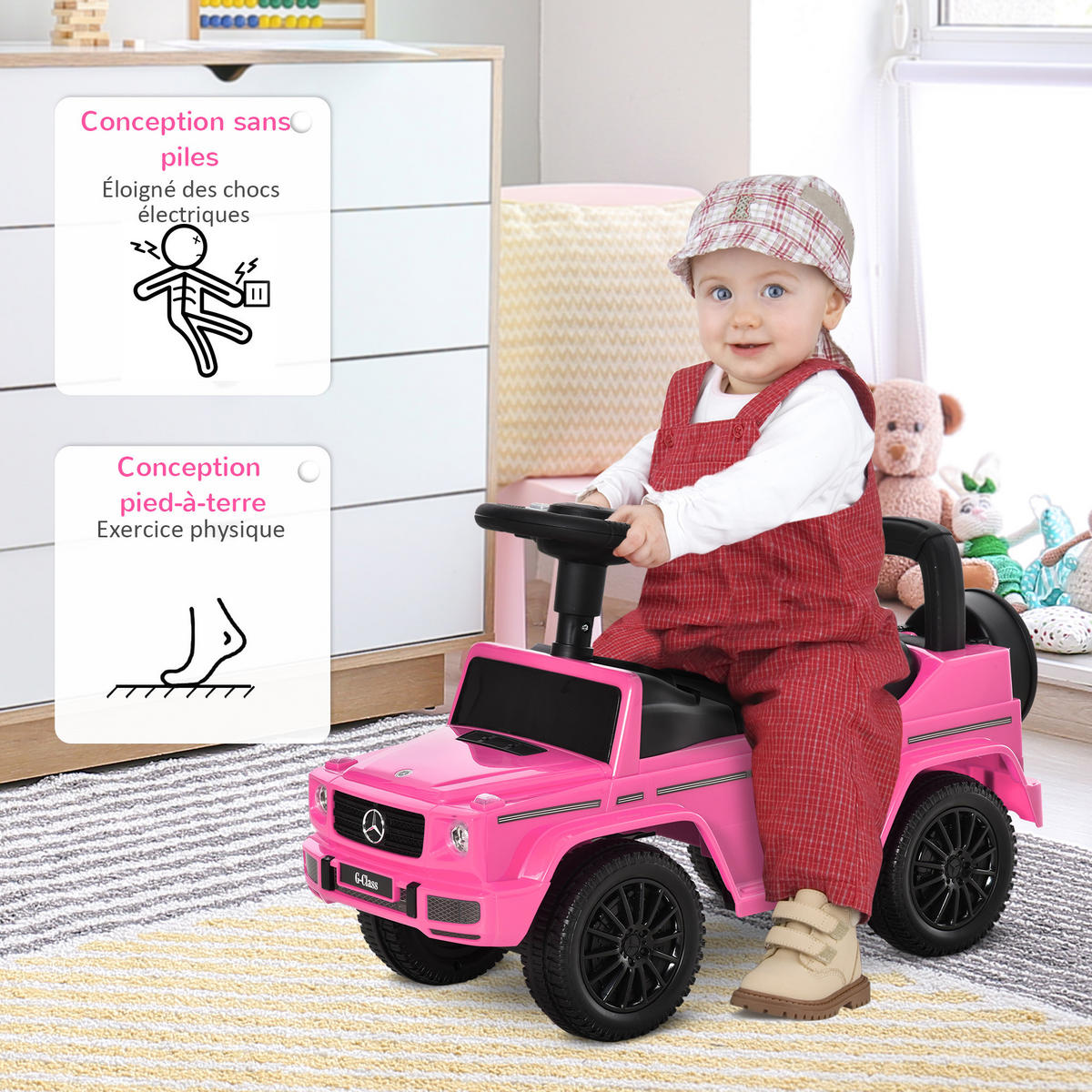 RUTSCHFAHRZEUG DE-16955 mit Hupe & Kofferraum Rosa - Pink, Kunststoff (62.5/28.5/45cm) - ComfortXL