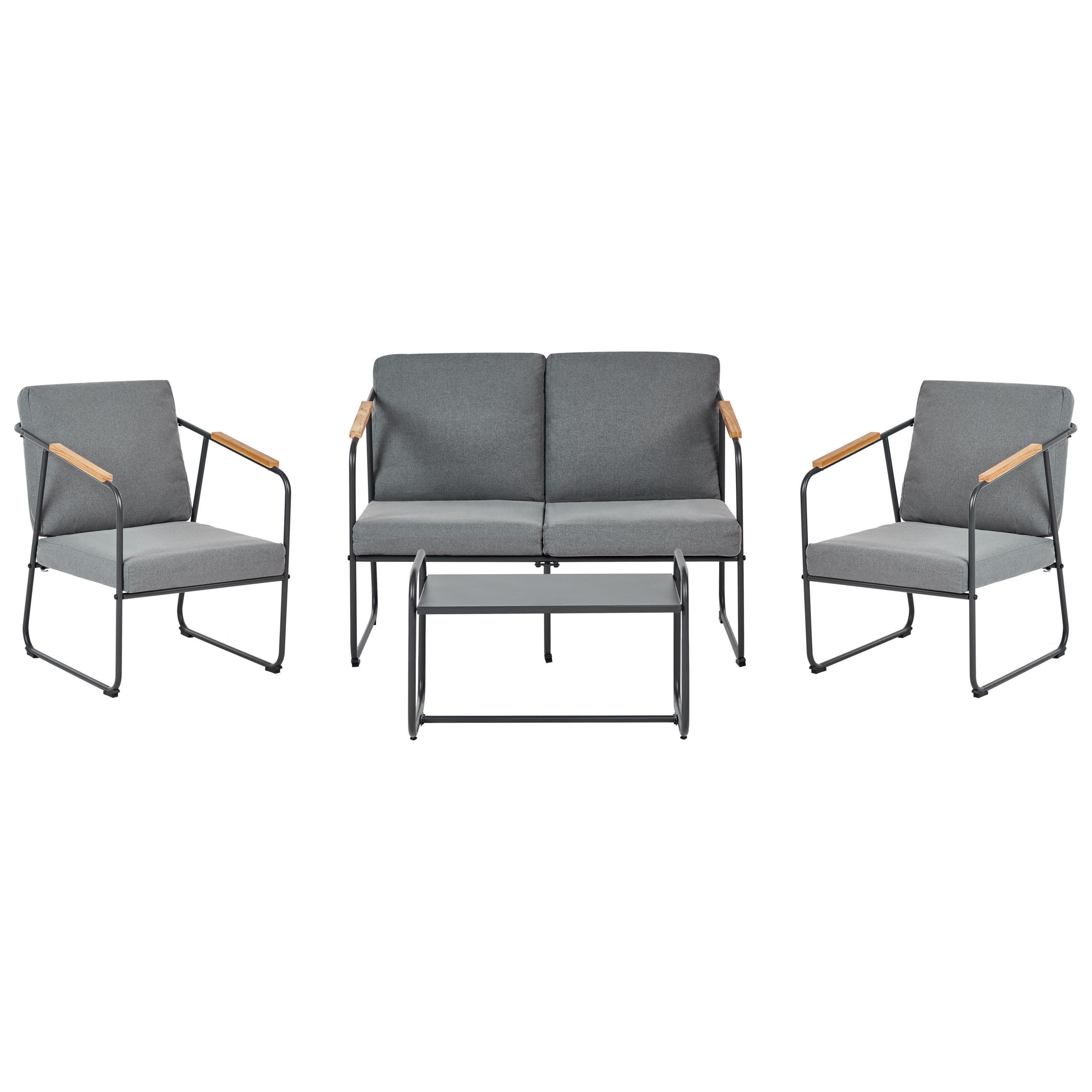 LOUNGE-SET 4-sitzer Stahl Grau Vezzana - Hellbraun/Schwarz, Metall - Beliani