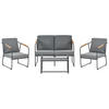 LOUNGE-SET 4-sitzer Stahl Grau Vezzana - Hellbraun/Schwarz, Metall - Beliani