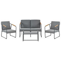 LOUNGE-SET 4-sitzer Stahl Grau Vezzana - Hellbraun/Schwarz, Metall - Beliani
