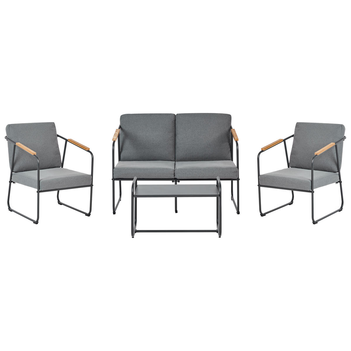 LOUNGE-SET 4-sitzer Stahl Grau Vezzana - Hellbraun/Schwarz, Metall - Beliani