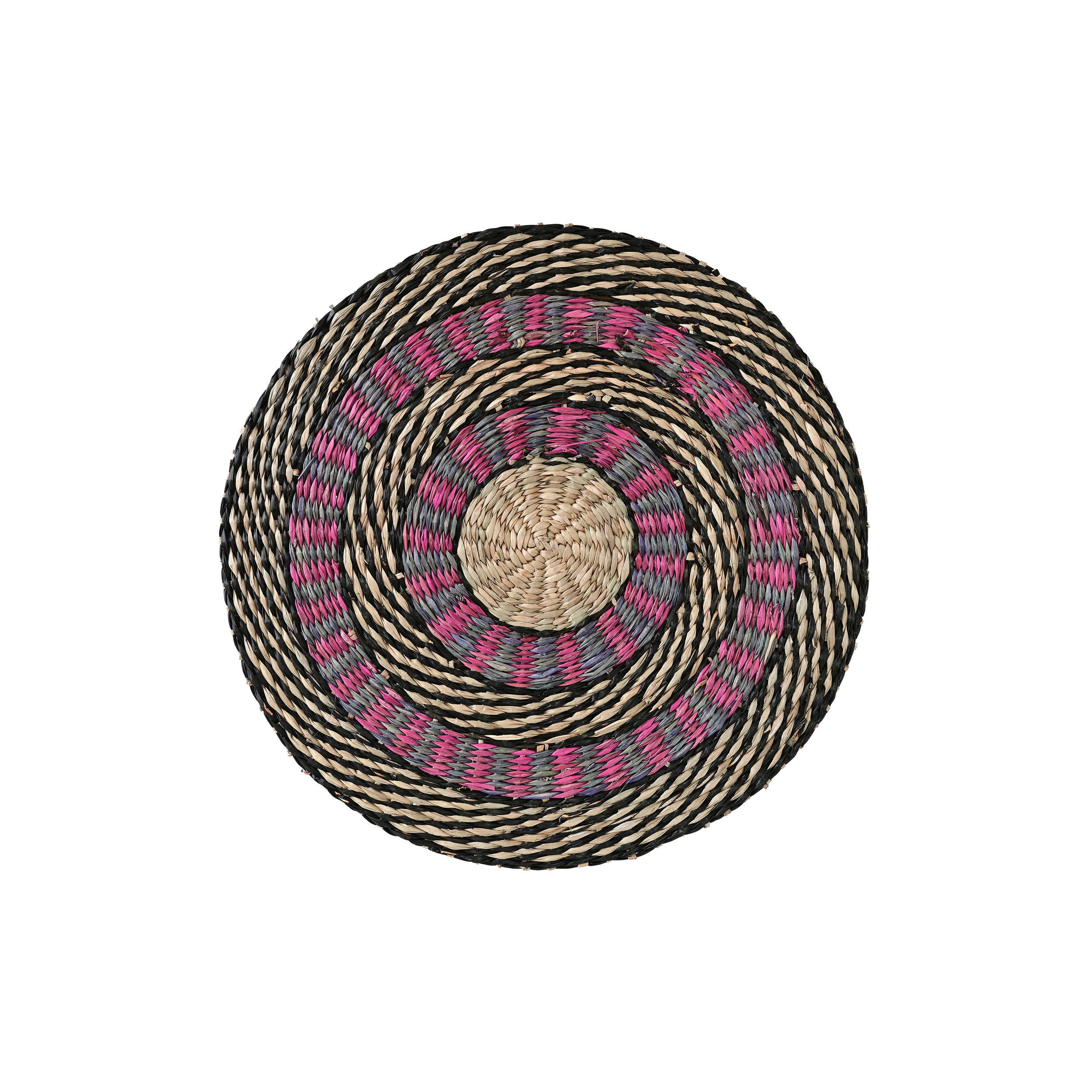 PLATZMATTE Boathouse, rund Seegras, Natur / Pink / Schwarz, Ø 38 cm - Beige, Naturmaterialien (38/38/1cm) - Gift Company