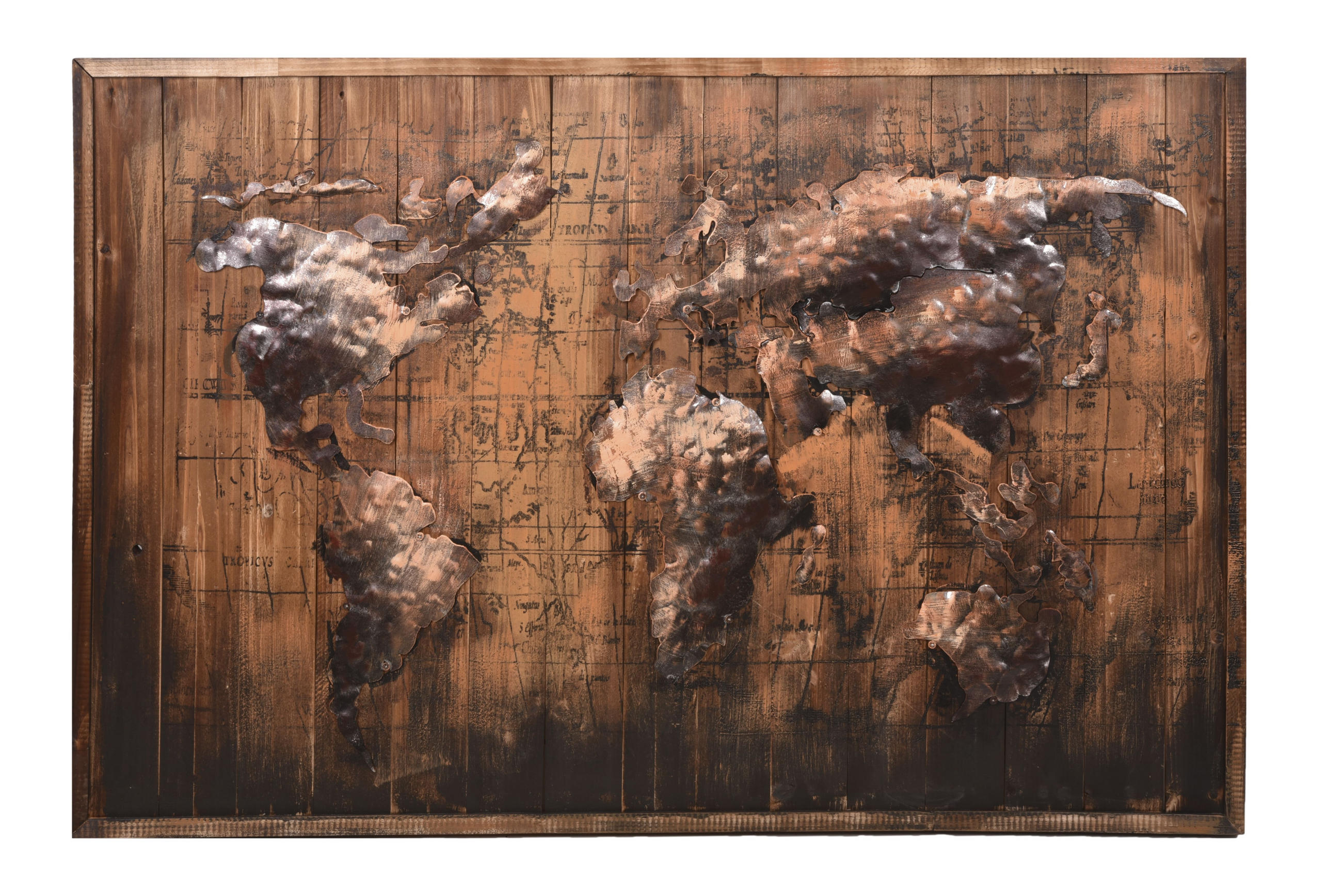 3D-METALLBILD Weltkarte Stahl Braun 5x80x120cm - Braun, Metall (80/5cm) - DELUKE
