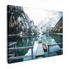LEINWANDBILD Natur - Berge - Schnee - Wald - Boot Wandbild 40x30 cm - Hellgrün, Textil (40/30cm) - MuchoWow