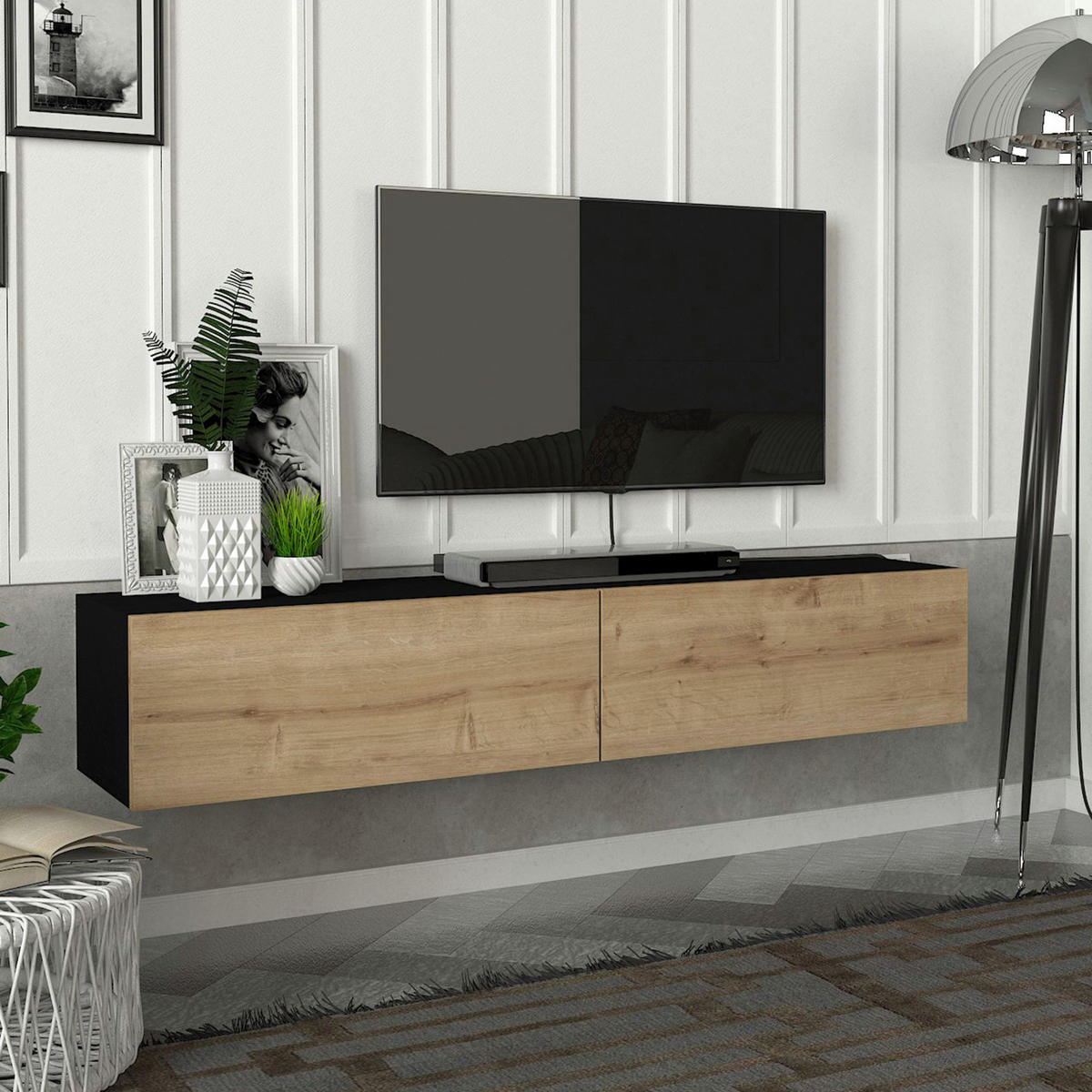 TV SKŘÍŇKA Toivakka - přírodní, kompozitní dřevo (135/25/31cm) - [en.casa]