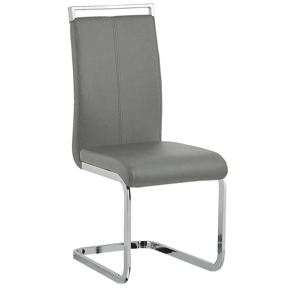 ESSZIMMERSTUHL 2er-Set Kunstleder Grau Greedin - Grau, Textil/Metall (42/99/50cm) - Beliani