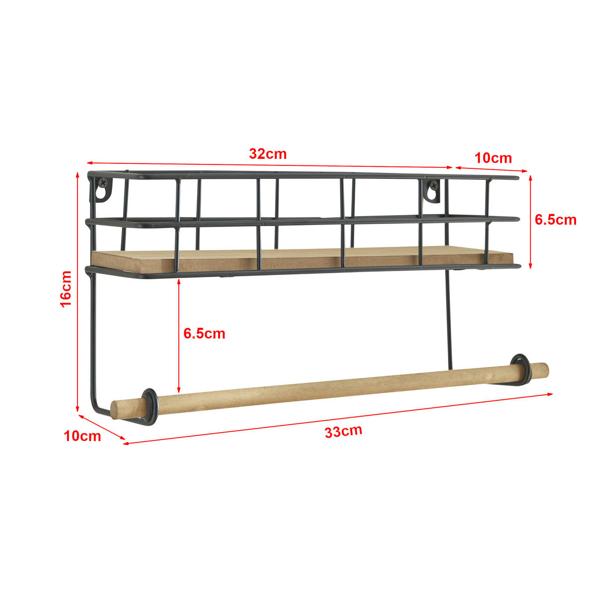 BADEZIMMERREGAL Slangerup - Schwarz/Braun, Holzwerkstoff/Metall (33/16/10cm) - [en.casa]