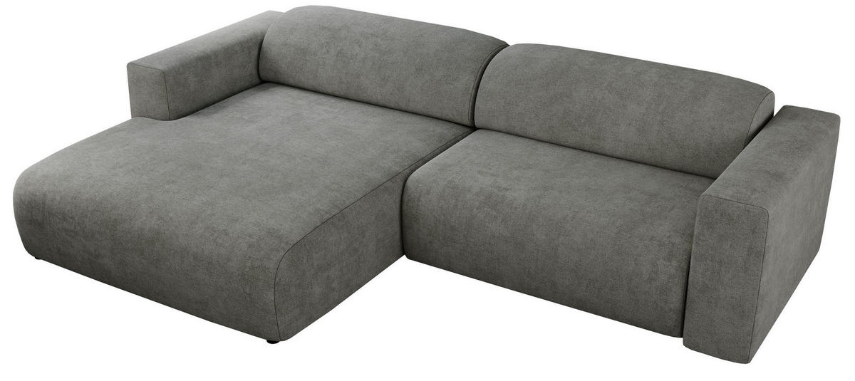 ECKSOFA PASADENA Grau Struktur - Links Seite - Schwarz/Grau, Kunststoff/Textil (288/180cm) - MKS