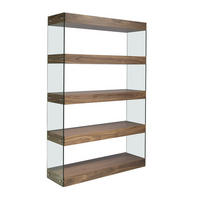 REGAL Glas Walnuss 122/38/183 cm - Transparent/Walnussfarben, Glas/Holz (122/183/38cm) - ANGEL CERDA