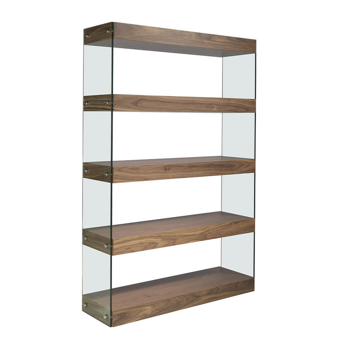 REGAL Glas Walnuss 122/38/183 cm - Transparent/Walnussfarben, Glas/Holz (122/183/38cm) - ANGEL CERDA