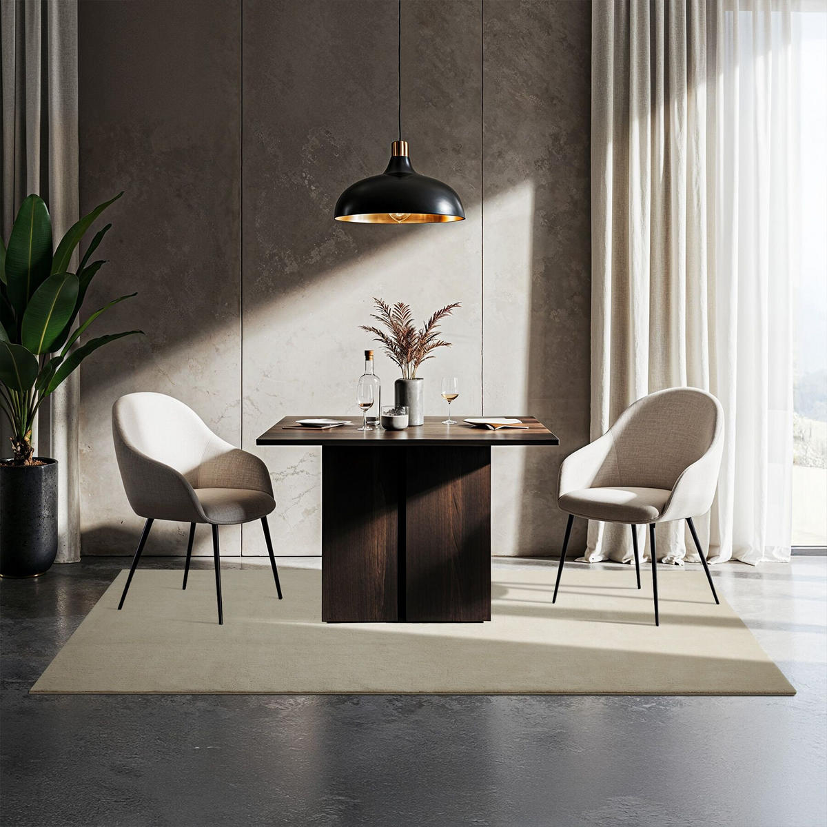 KURZFLORTEPPICH Soft Zone,rutschfeste Unterseite,beige - Beige, Kunststoff (170/120cm) - tectake