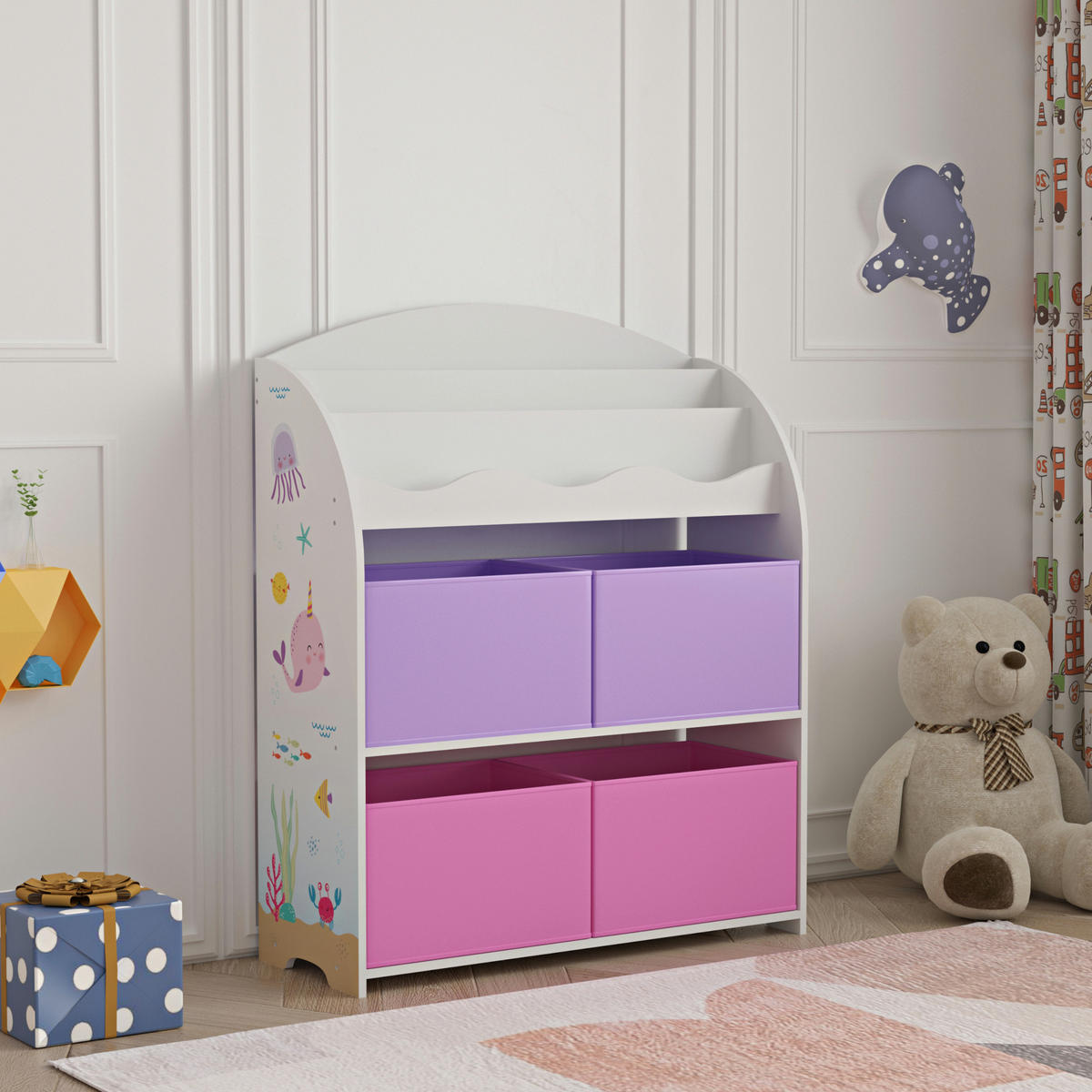 KINDERREGAL Orust - Pink/Lila, Holzwerkstoff (82.5/97.5/29.5cm) - [en.casa]