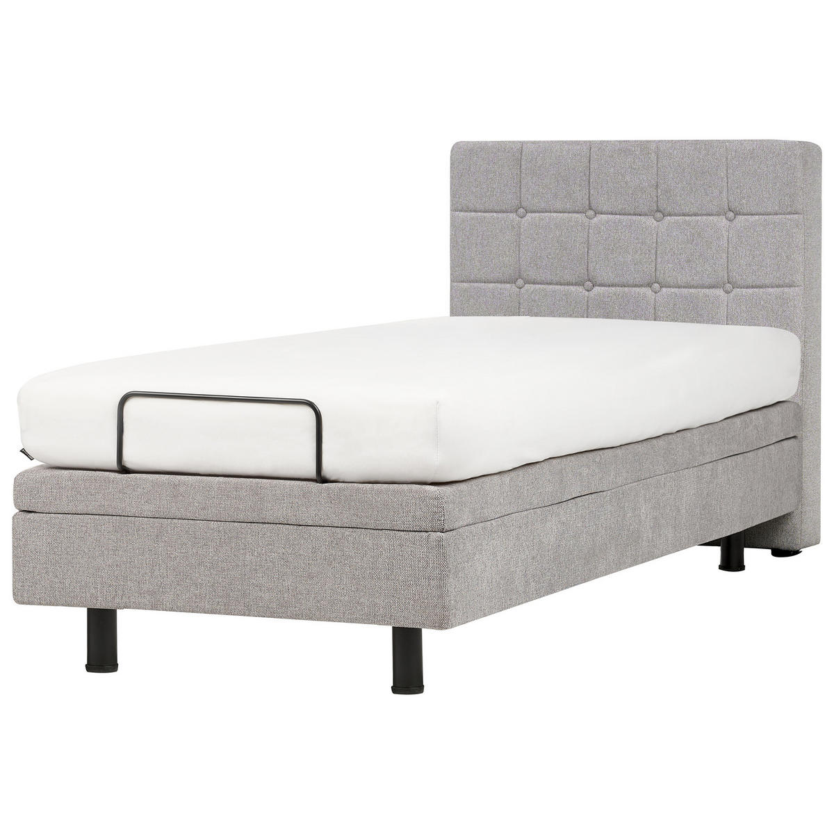 POLSTERBETT verstellbar 90x200 cm Grau Duke - Hellgrau, Textil (90/200cm) - Beliani