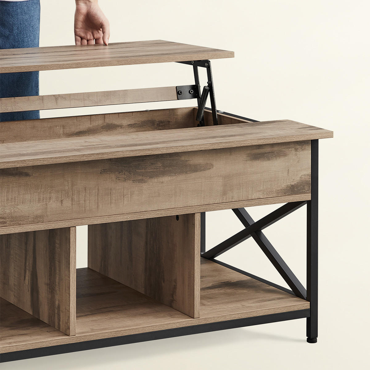 COUCHTISCH mit aufklappbarer Platte B100 cm - Braun, Holzwerkstoff (12.2/60/48cm) - Calicosy