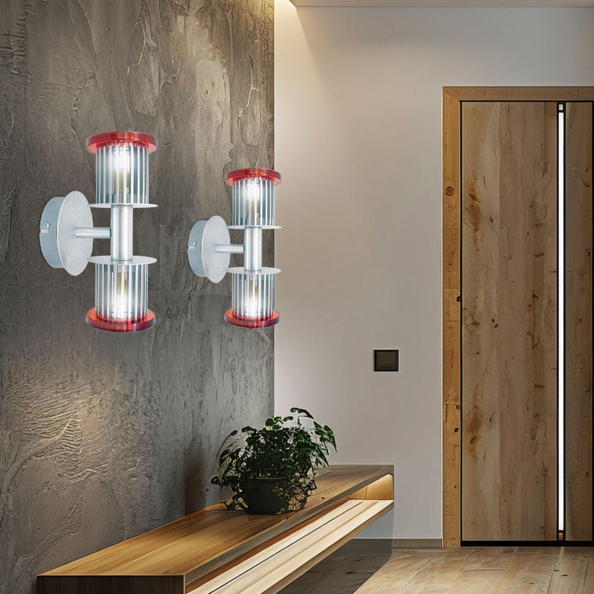 WANDLEUCHTE HOKKAIDO Aluminium Silber - Silberfarben, Glas (12/22/12cm) - Globo Lighting