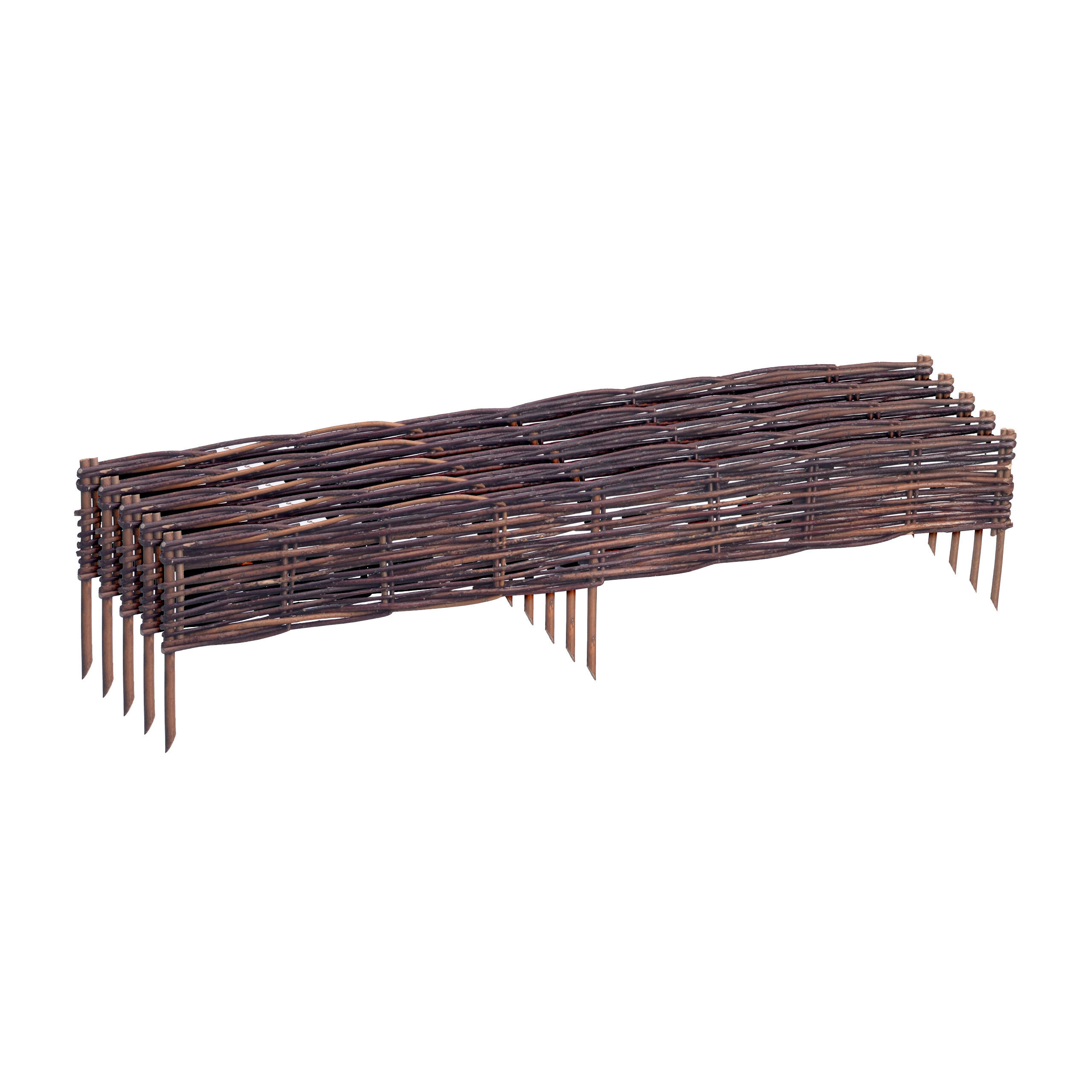 BEETEINFASSUNG Braun Weide 5er-Set 10x100 cm - Braun, Holz (100/20/1cm) - Relaxdays