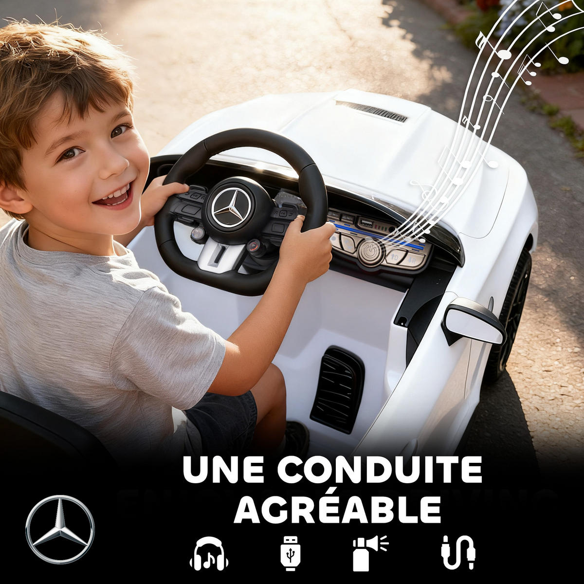 ELEKTRO-KINDERAUTO DE-13089 2,4G Fernbedienung Weiß - Weiß, Kunststoff (99/55/43cm) - ComfortXL