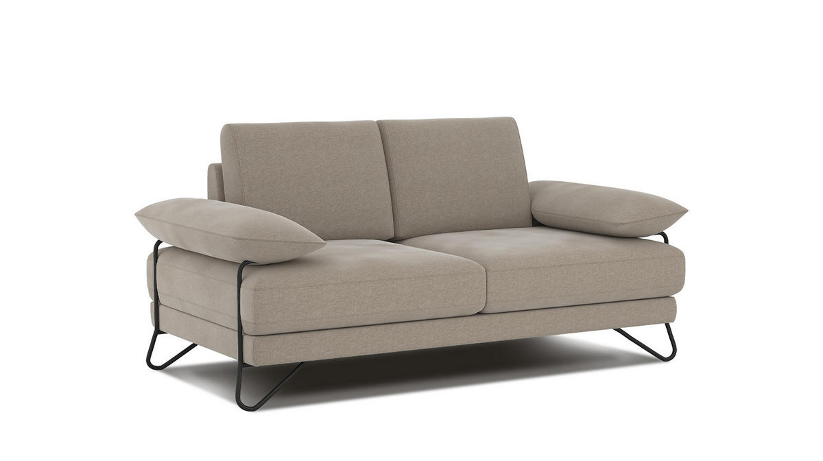 SOFA LORI 2-Sitzer, creme - Creme/Schwarz, Holzwerkstoff/Textil (185/87/96cm) - Courtois Laville