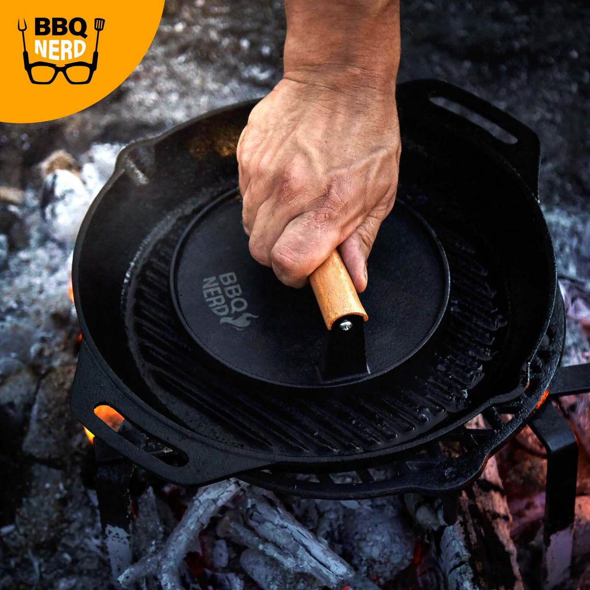 FLEISCHBESCHWERER Gusseisen 18cm rund - Schwarz, Metall (19/9/19cm) - BBQ Nerd