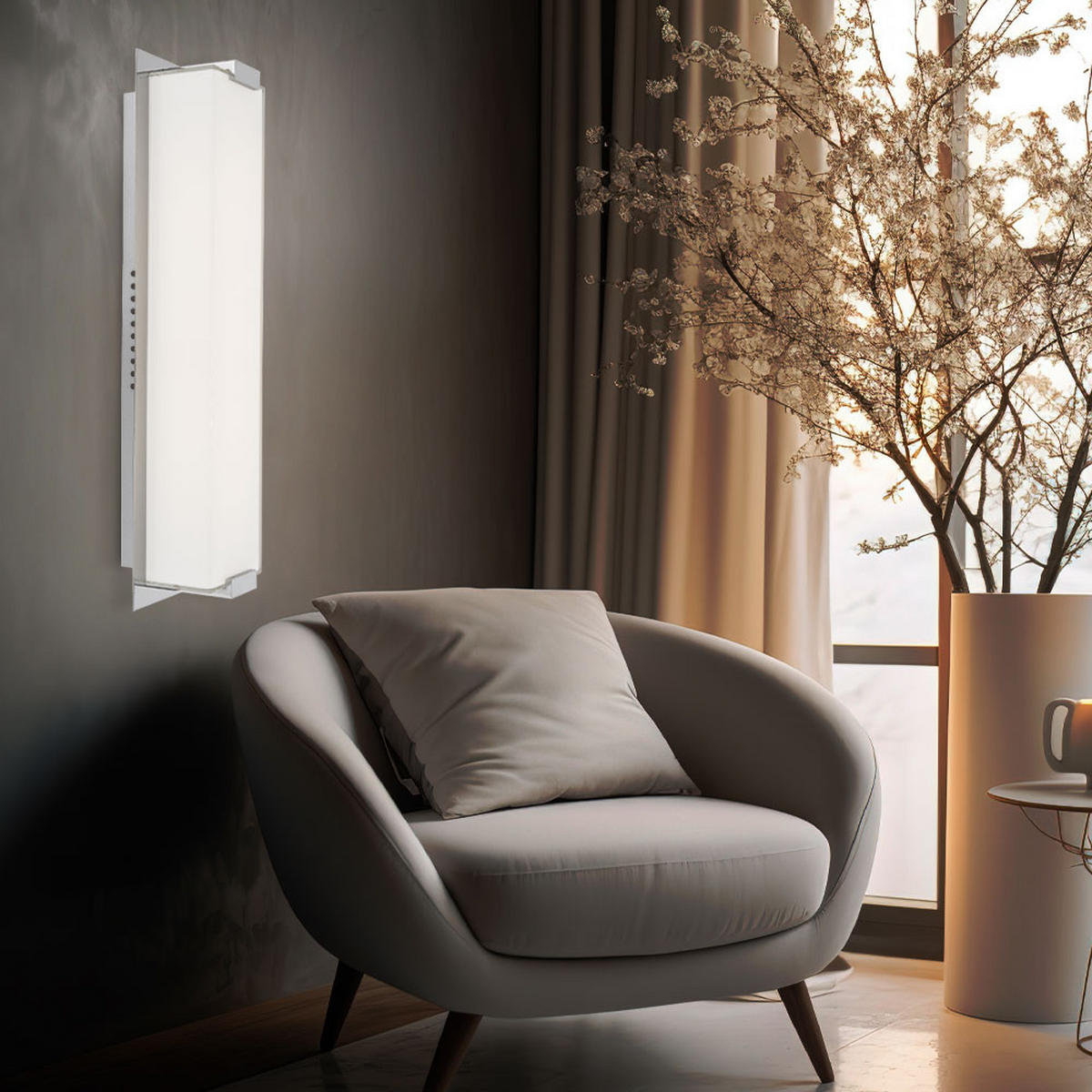 LED WANDLEUCHTE ABRUZZO Chrom Silber - Silberfarben, Glas (43/11/10cm) - Globo Lighting