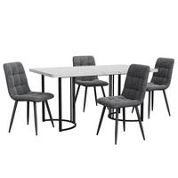 ESSGRUPPE DE-38980 140/80 cm Tisch mit 4 Stühlen Dunkelgrau - Dunkelgrau, Holzwerkstoff (140/75/80cm) - ComfortXL
