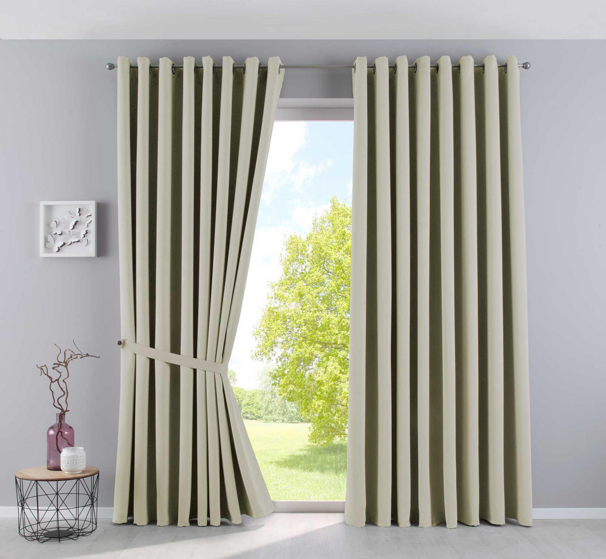 VORHANG »NEW YORK« HxB 245x140 cm Beige - Beige, Textil (140/245cm) - Gardinenbox