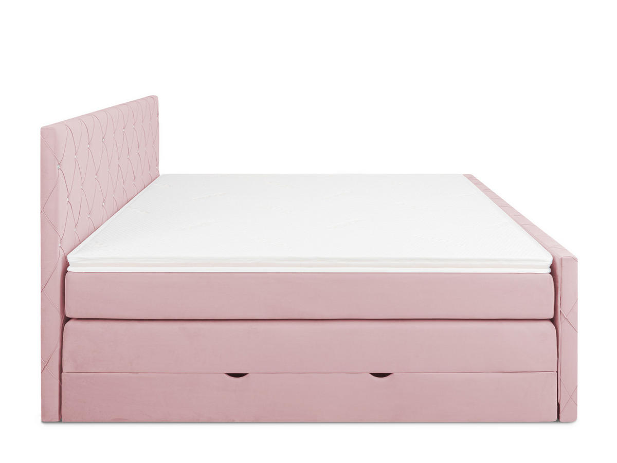 BOXSPRINGBETT Dubai Rosa 160 /200 cm H3/H4 Samt - Rosa, Textil (160/200cm) - wonello