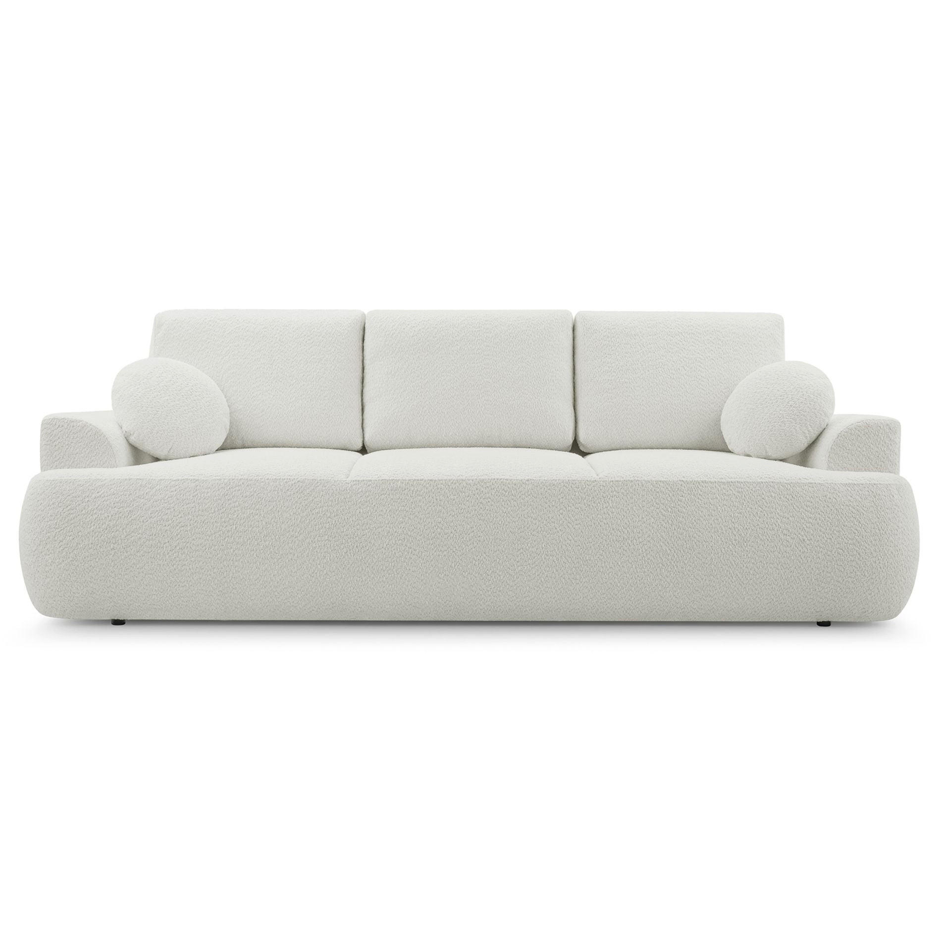 3-SITZER SOFA Barletto Hellbeige Bouclé - Ecru/Schwarz, Holz/Textil (248/94/110cm) - Selsey