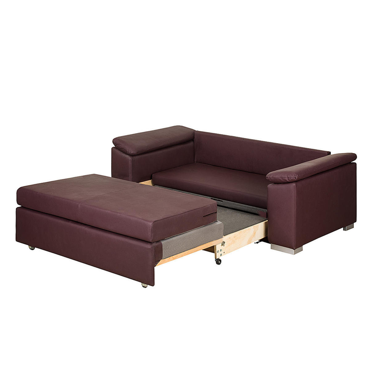 SCHLAFSOFA mit schräger Armlehne - Aubergine, Kunststoff (190/90/90cm) - home24