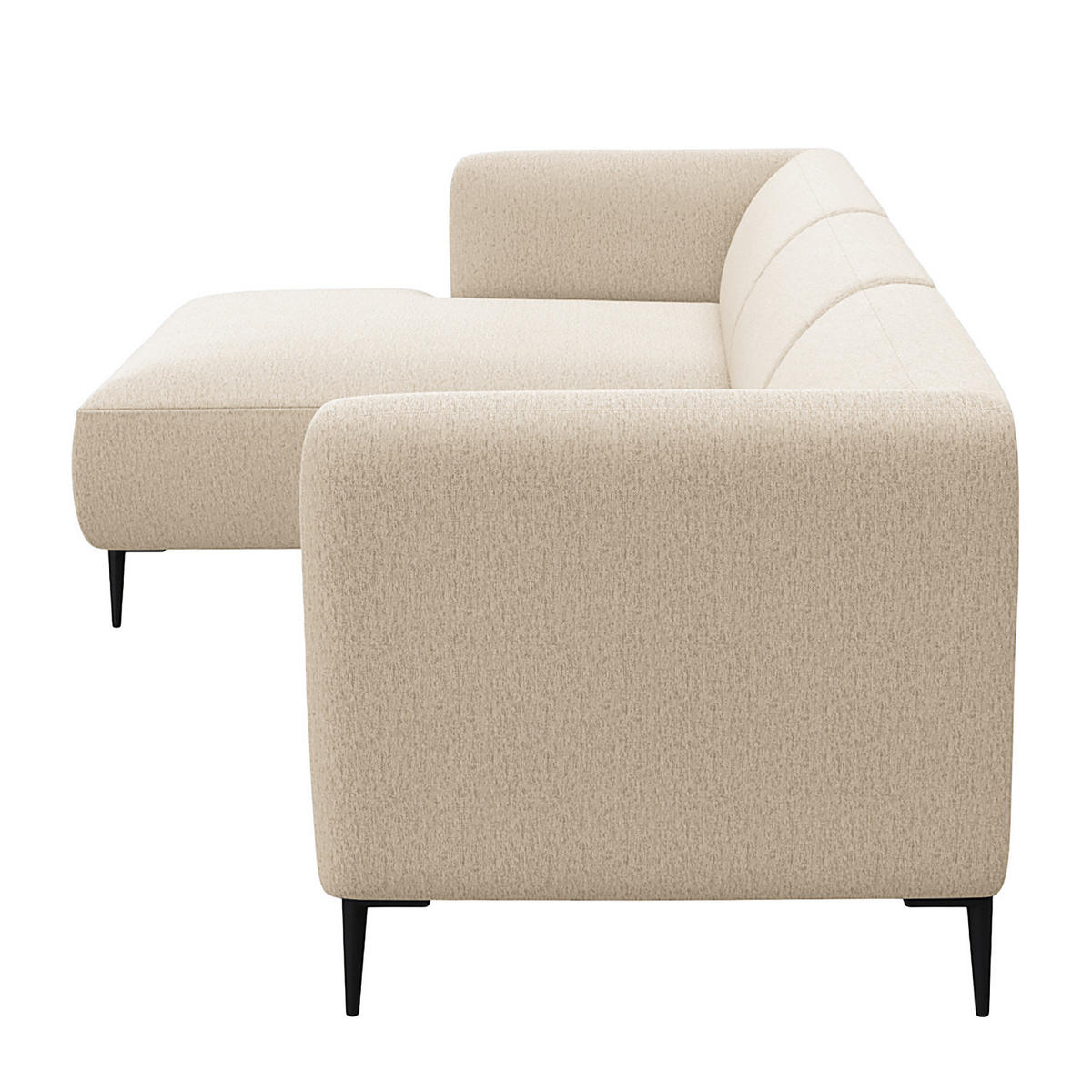 2,5-SITZER ECKSOFA mit Longchair - Beige/Schwarz, Textil/Metall (271/148cm) - home24