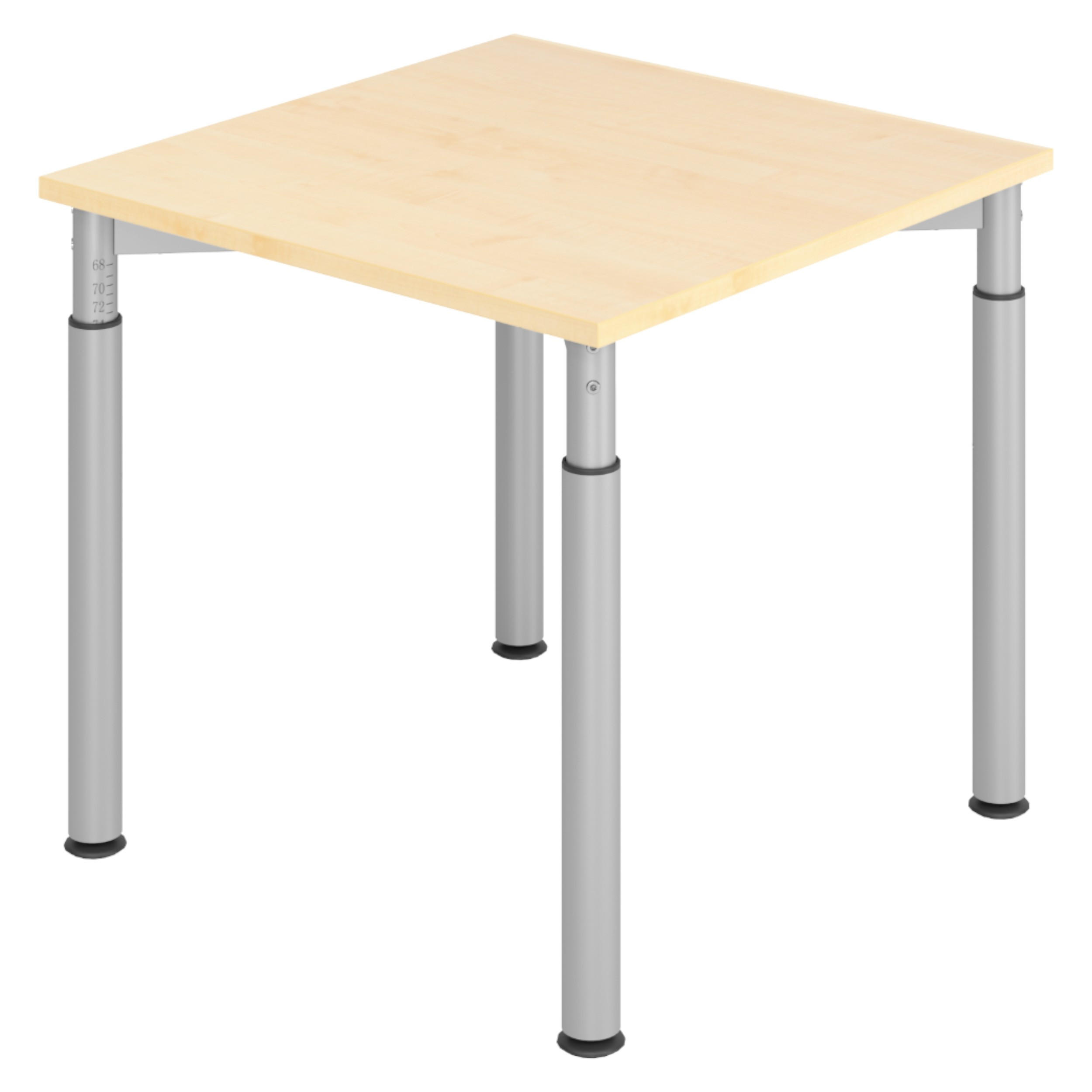 SCHREIBTISCH Serie-Y 80/80/74 cm in Ahornfarben/Silberfarben - Silberfarben/Ahornfarben, Holzwerkstoff (80/80/74cm) - bümö