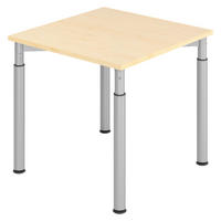 SCHREIBTISCH Serie-Y 80/80/74 cm in Ahornfarben/Silberfarben - Silberfarben/Ahornfarben, Holzwerkstoff (80/80/74cm) - bümö