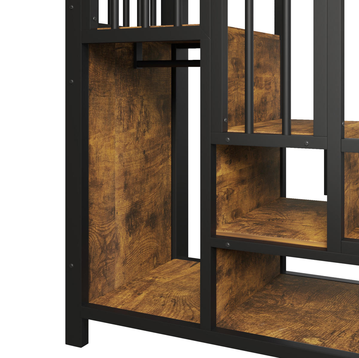 HOCHBETT 90/200 cm Schwarz aus Metall mit Schubladen und Kleiderstange - Schwarz, Metall (90/200cm) - MIVRAY