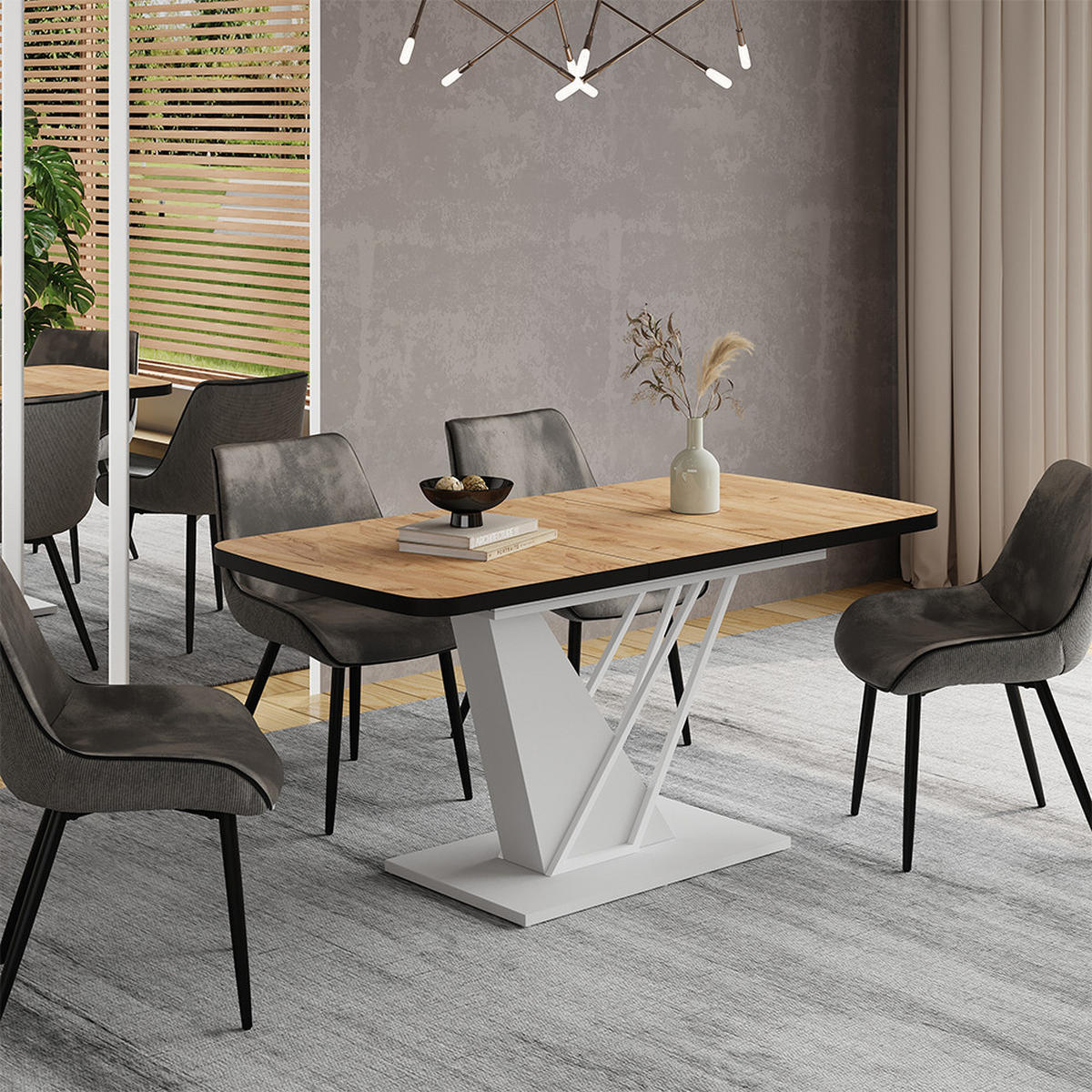 JÍDELNÍ STŮL Fenaro Zlatá síla dub/bílá - bílá/medově dubová, kompozitní dřevo (80/120/77.4cm) - Vicco