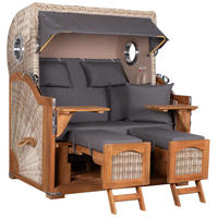 STRANDKORB XXL Düne Grande Teak PE Shell - Braun/Grau, Metall (142/170/95cm) - Mr. Deko